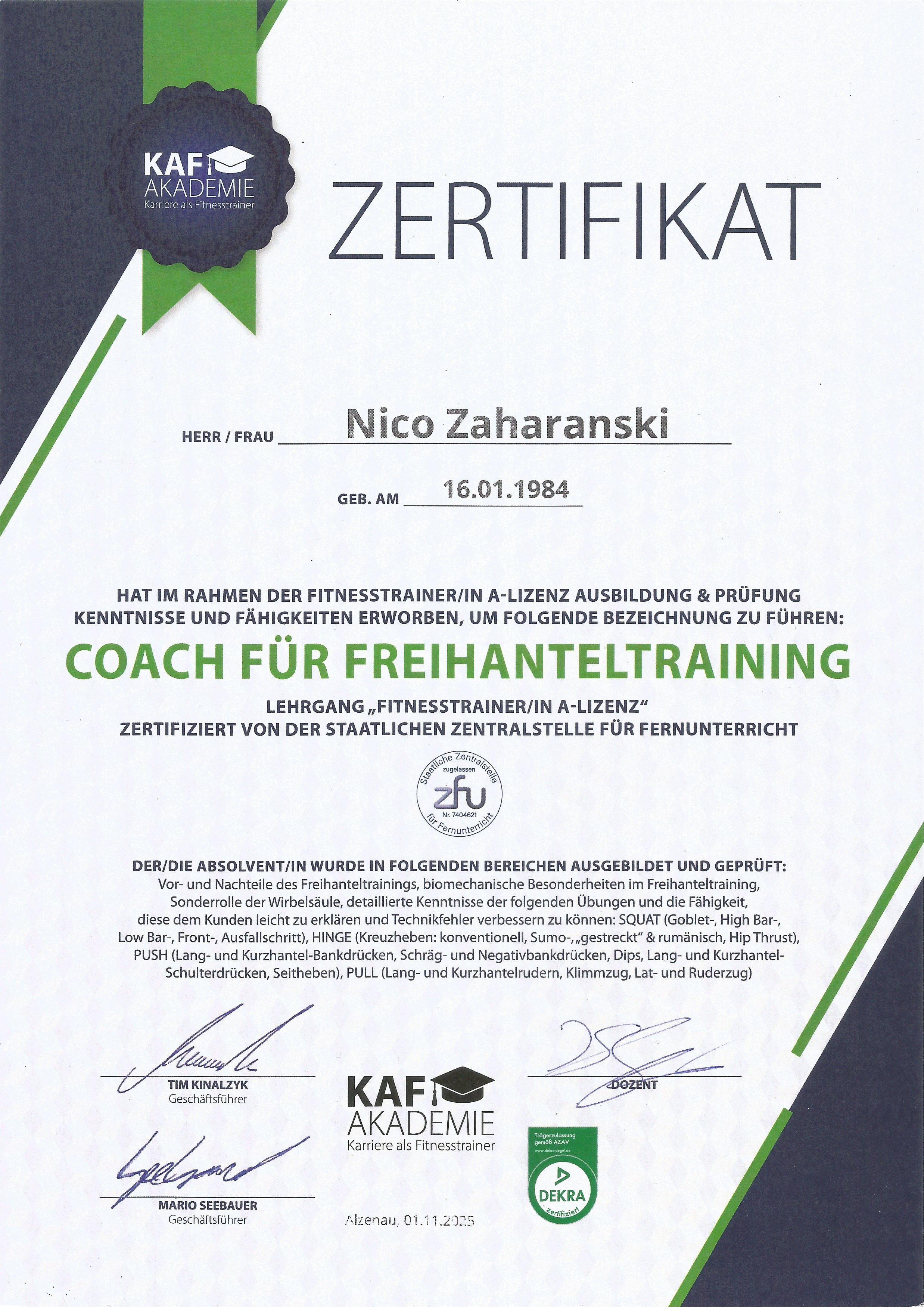 Coach für Freihanteltraining